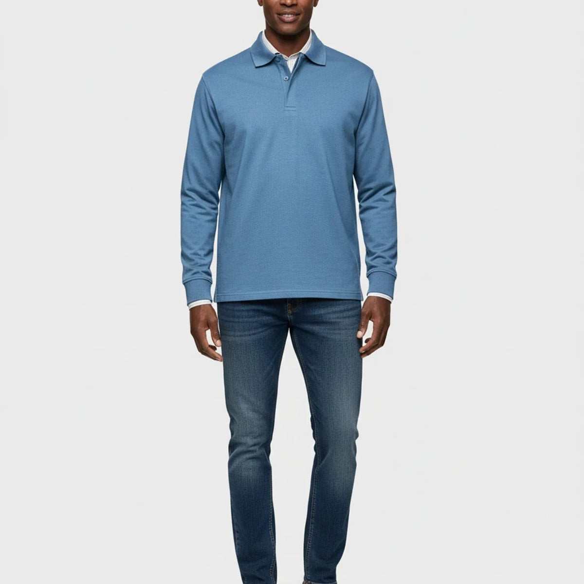 Polo à manches longues pour homme avec patte de boutonnage 8