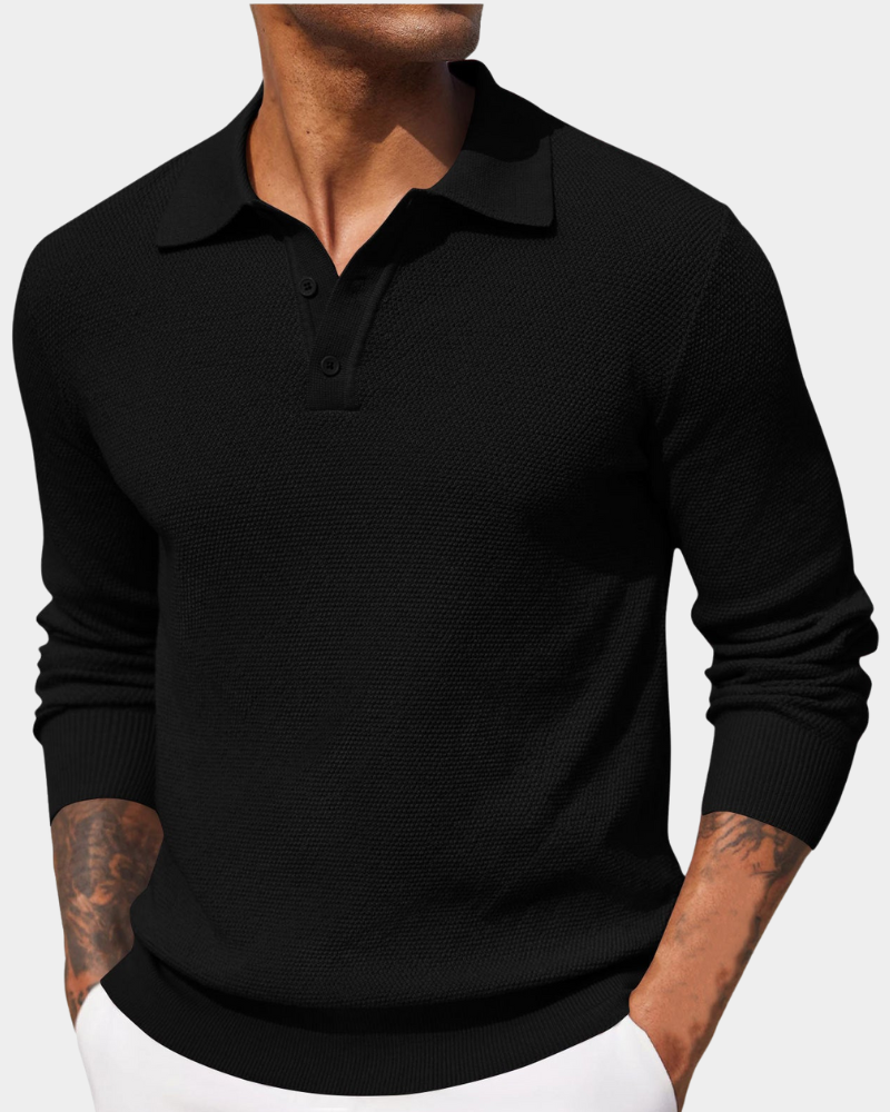 Polo en maille pour homme avec motif texturé 2
