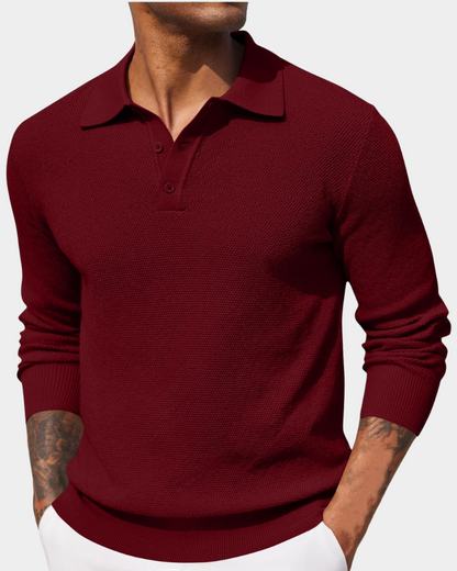 Polo en maille pour homme avec motif texturé 3