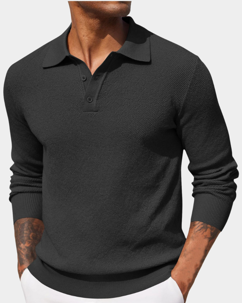 Polo en maille pour homme avec motif texturé 5