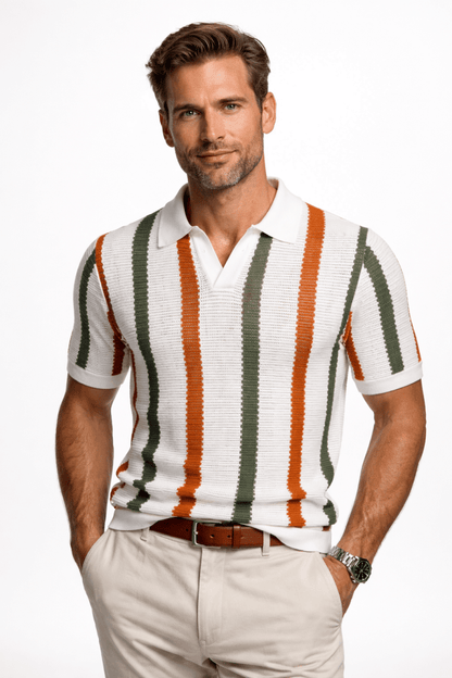 Polo en maille rayé pour homme 7