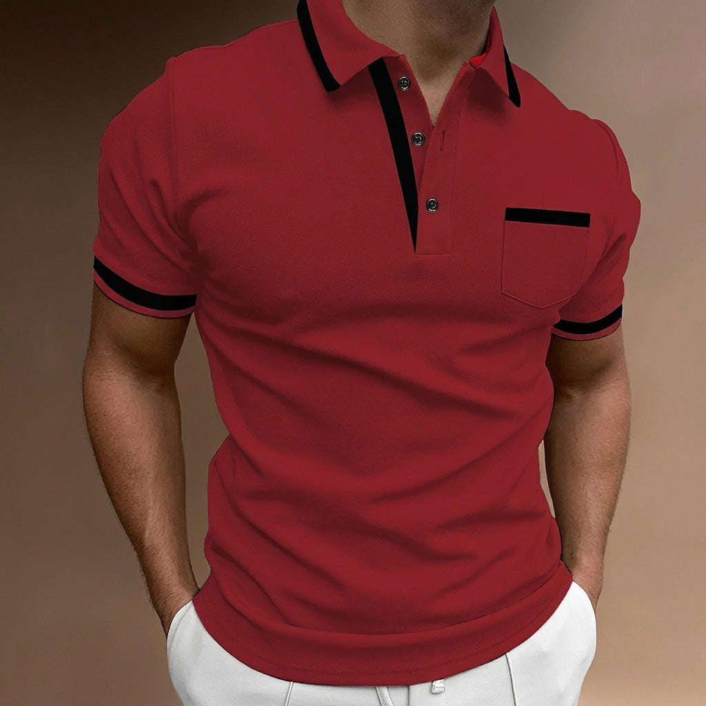 Polo homme coupe ajustée avec bordures contrastantes 2