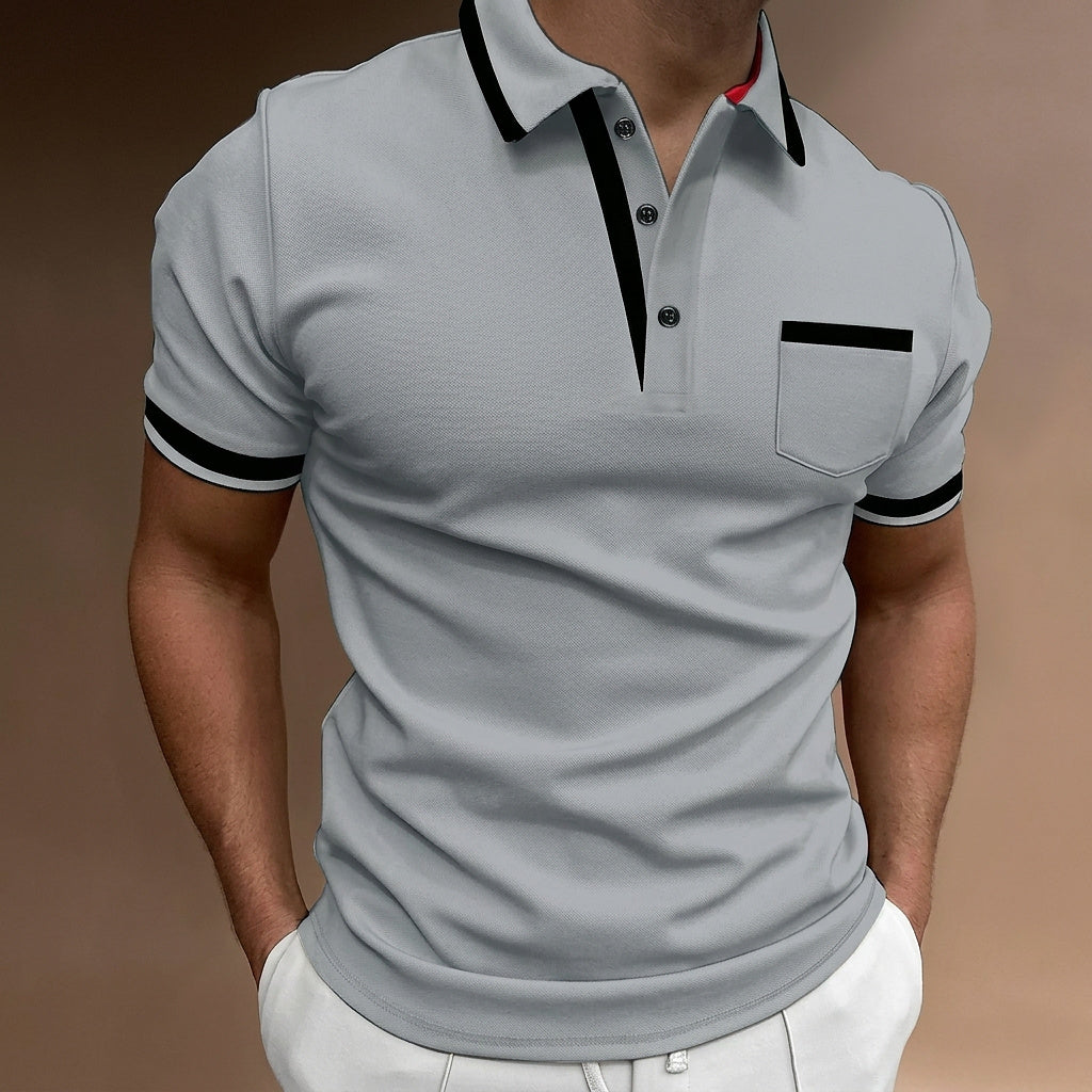 Polo homme coupe ajustée avec bordures contrastantes 3