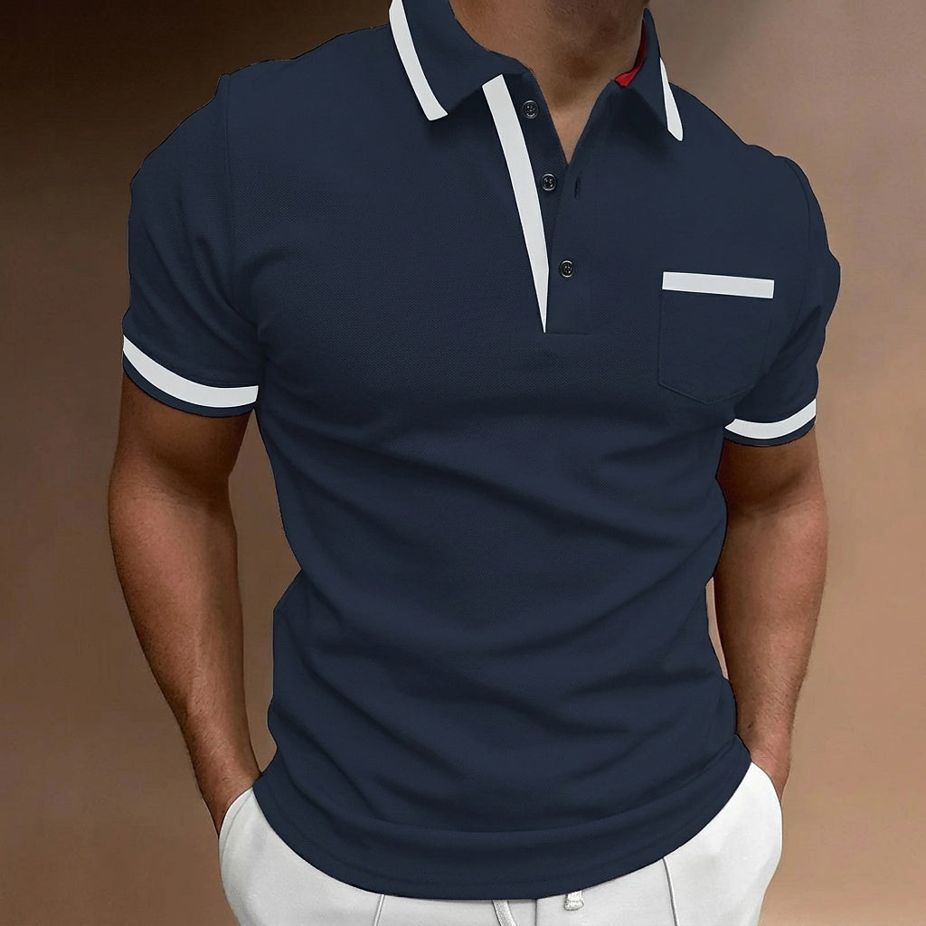 Polo homme coupe ajustée avec bordures contrastantes 4