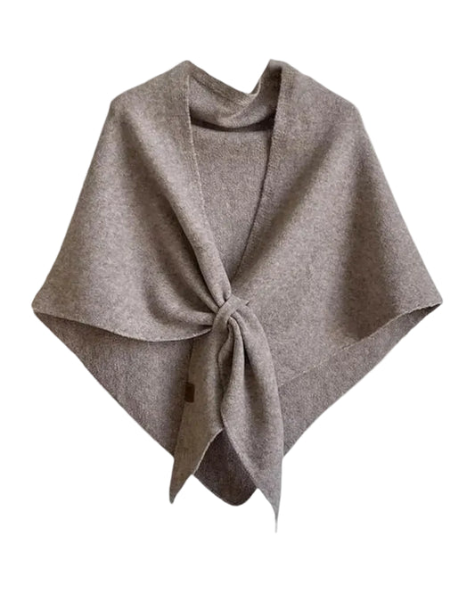 Poncho Femme Cache-cœur avec Nœud et Encolure en V