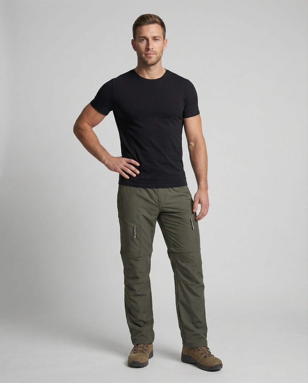 Pantalon Cargo Homme avec Poches Zippées et Taille Réglable