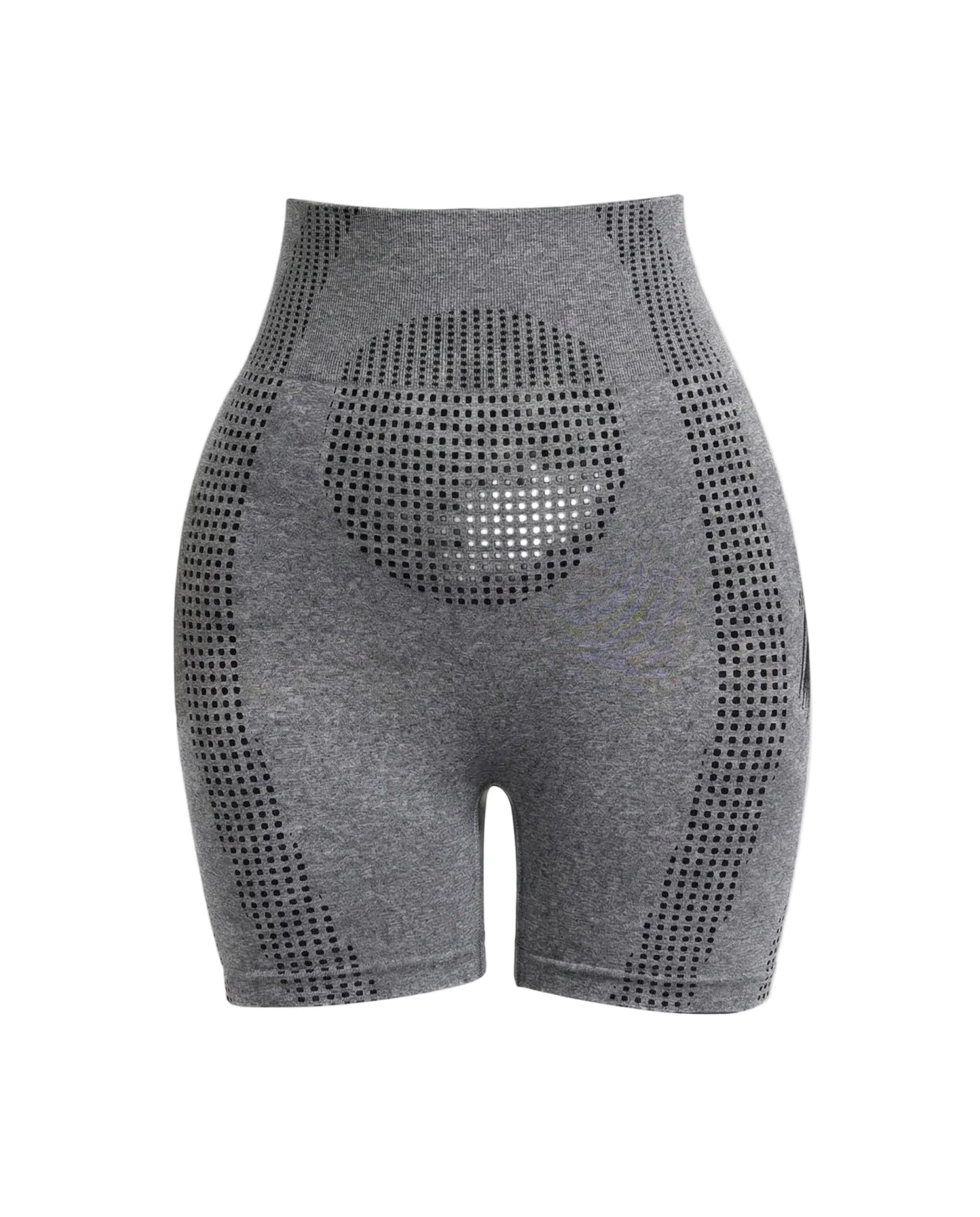 Short Femme Taille Haute Sans Coutures avec Panneaux de Contour Perforés