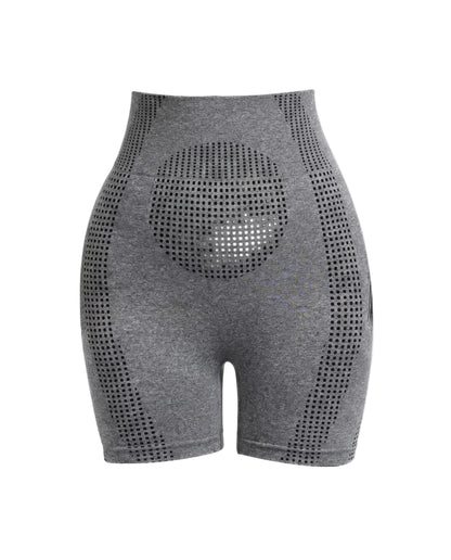 Short Femme Taille Haute Sans Coutures avec Panneaux de Contour Perforés