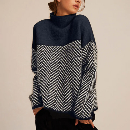 Pull à col montant pour femme avec motif chevron 4