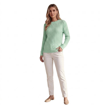 Pull à col rond en maille torsadée pour femme 2