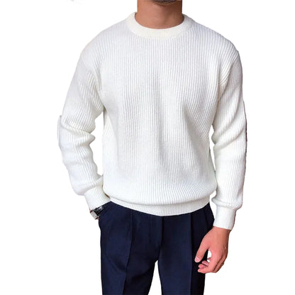 Pull à manches longues côtelées pour homme avec col rond-Mens Sweater-Gigié