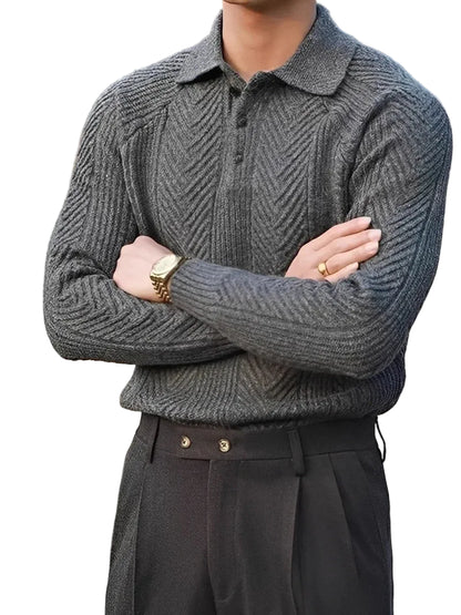 Pull à manches longues en maille texturée pour homme-Sweater Male-Gigié