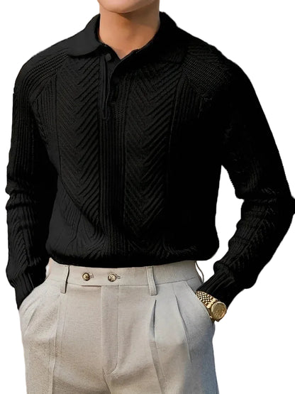 Pull à manches longues en maille texturée pour homme-Sweater Male-Gigié
