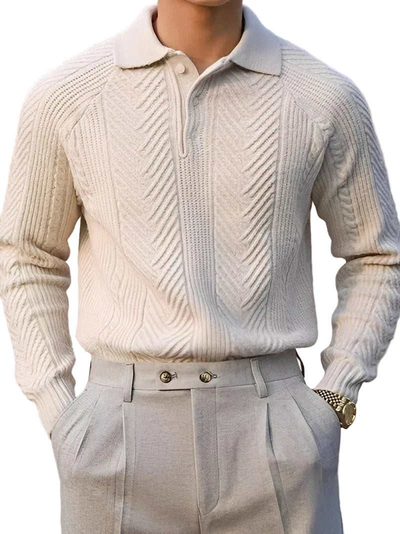 Pull à manches longues en maille texturée pour homme