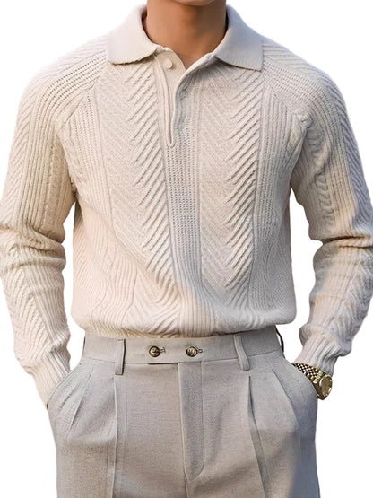 Pull à manches longues en maille texturée pour homme-Sweater Male-Gigié