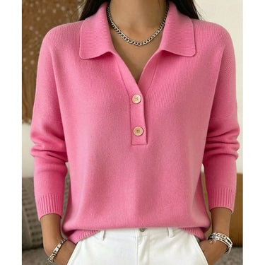Pull en maille à col pour femme avec patte de boutonnage 2