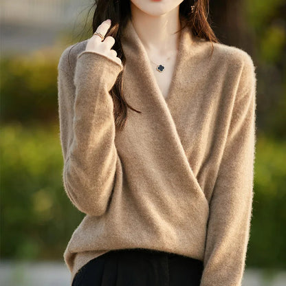 Pull en maille à devant croisé pour femme 2
