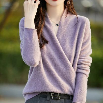 Pull en maille à devant croisé pour femme 3