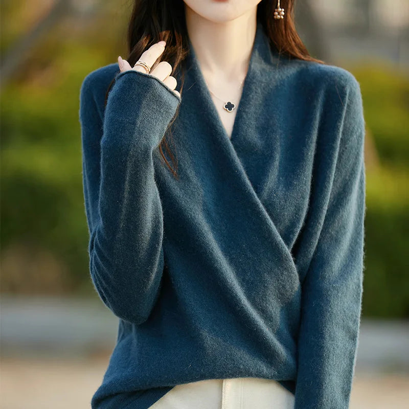 Pull en maille à devant croisé pour femme 5