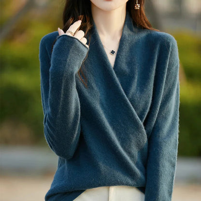 Pull en maille à devant croisé pour femme 5