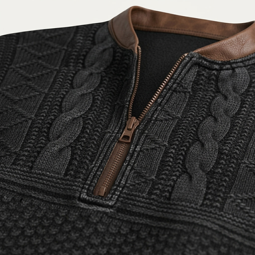 Pull en maille à motif demi-zip pour homme avec coudières 11
