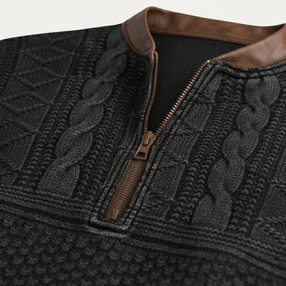 Pull en maille à motif demi-zip pour homme avec coudières 11
