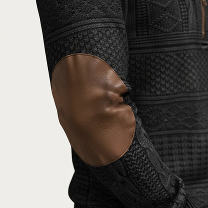 Pull en maille à motif demi-zip pour homme avec coudières 12