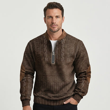Pull en maille à motif demi-zip pour homme avec coudières 4