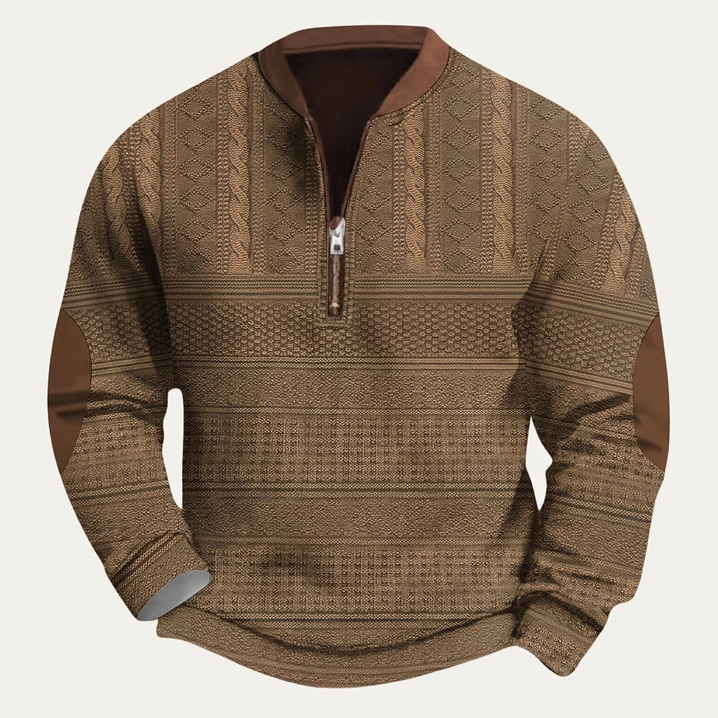 Pull en maille à motif demi-zip pour homme avec coudières 5