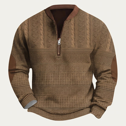 Pull en maille à motif demi-zip pour homme avec coudières 5
