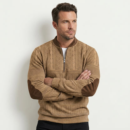 Pull en maille à motif demi-zip pour homme avec coudières 6