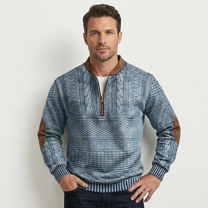 Pull en maille à motif demi-zip pour homme avec coudières 8