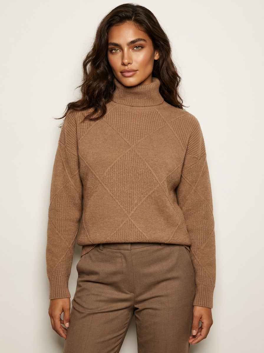 Pull en maille à motif losanges pour femme 2