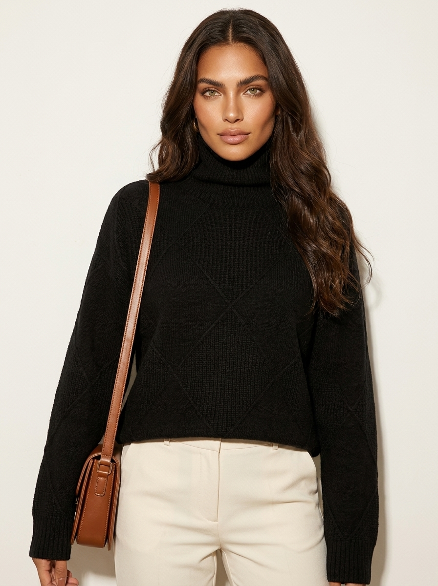 Pull en maille à motif losanges pour femme 4