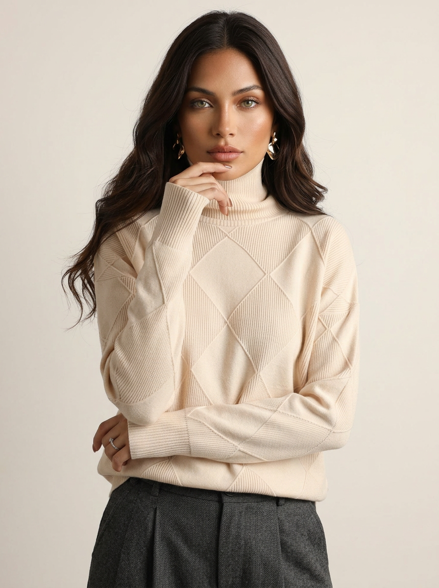 Pull en maille à motif losanges pour femme 6