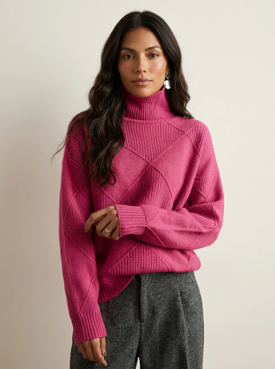 Pull en maille à motif losanges pour femme 7