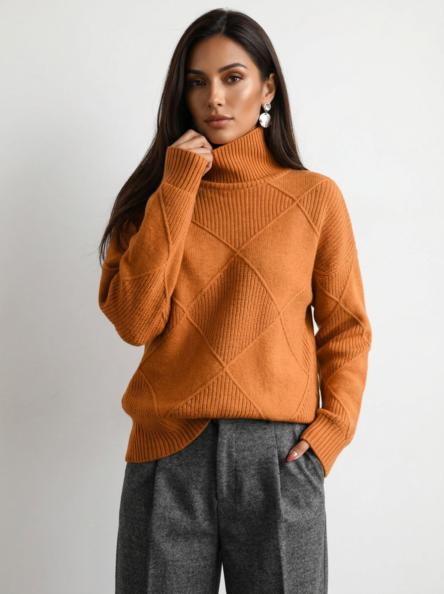 Pull en maille à motif losanges pour femme 8