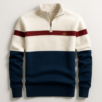 Pull en maille à quart de zip et blocs de couleurs pour homme 2