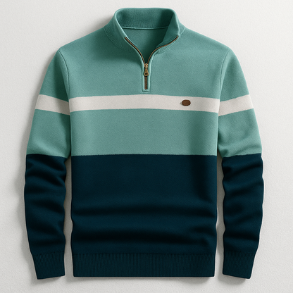 Pull en maille à quart de zip et blocs de couleurs pour homme 3