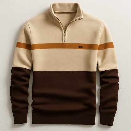 Pull en maille à quart de zip et blocs de couleurs pour homme 4