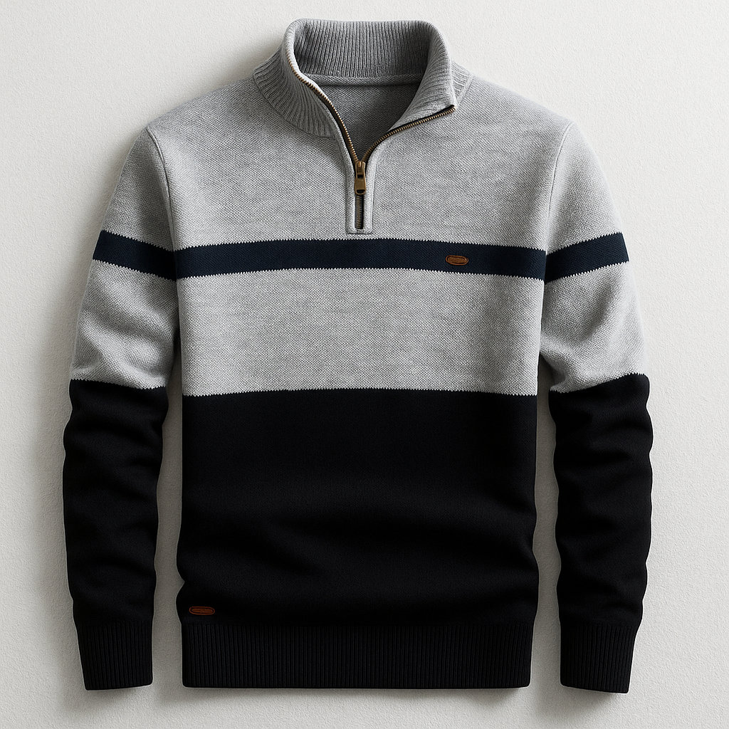 Pull en maille à quart de zip et blocs de couleurs pour homme 5