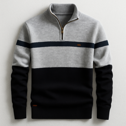 Pull en maille à quart de zip et blocs de couleurs pour homme 5