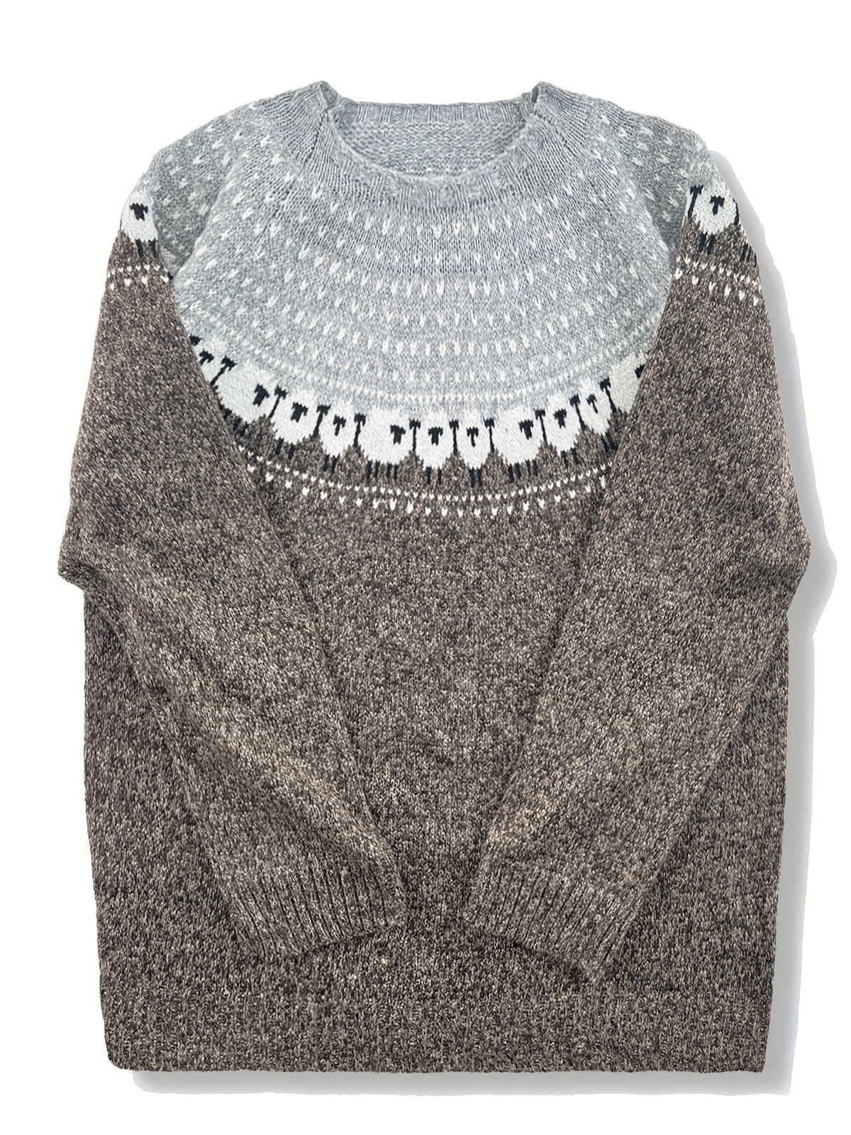 Pull en maille jacquard motif moutons pour femme 2
