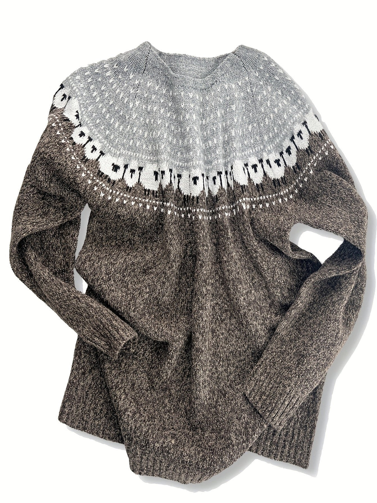Pull en maille jacquard motif moutons pour femme 3
