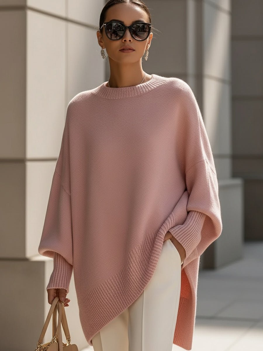 Pull en maille oversize pour femme avec manches chauve-souris 2