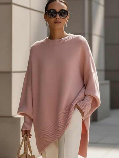 Pull en maille oversize pour femme avec manches chauve-souris 2