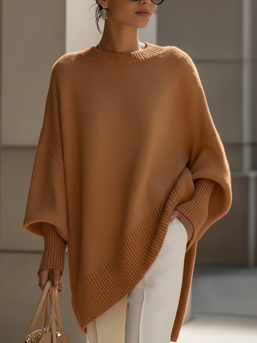 Pull en maille oversize pour femme avec manches chauve-souris 4