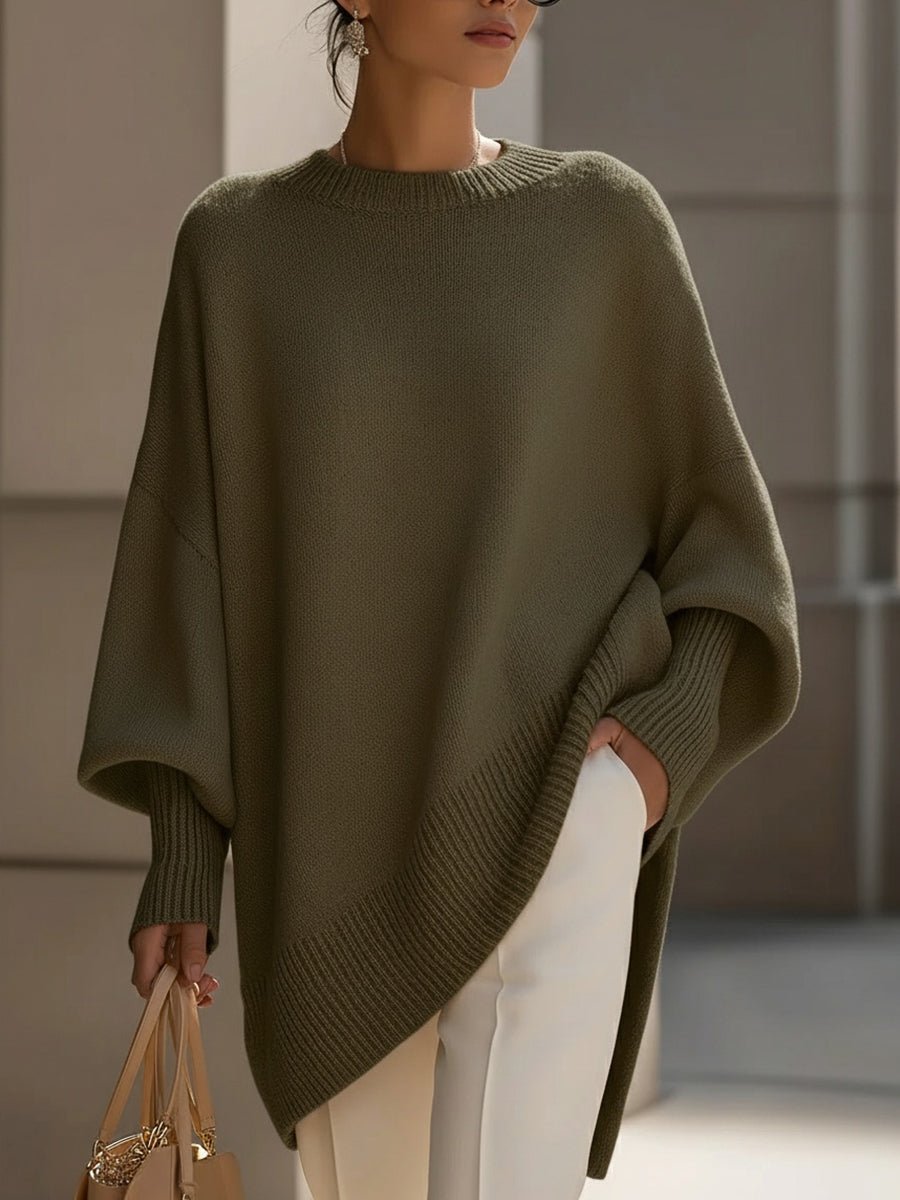 Pull en maille oversize pour femme avec manches chauve-souris 7