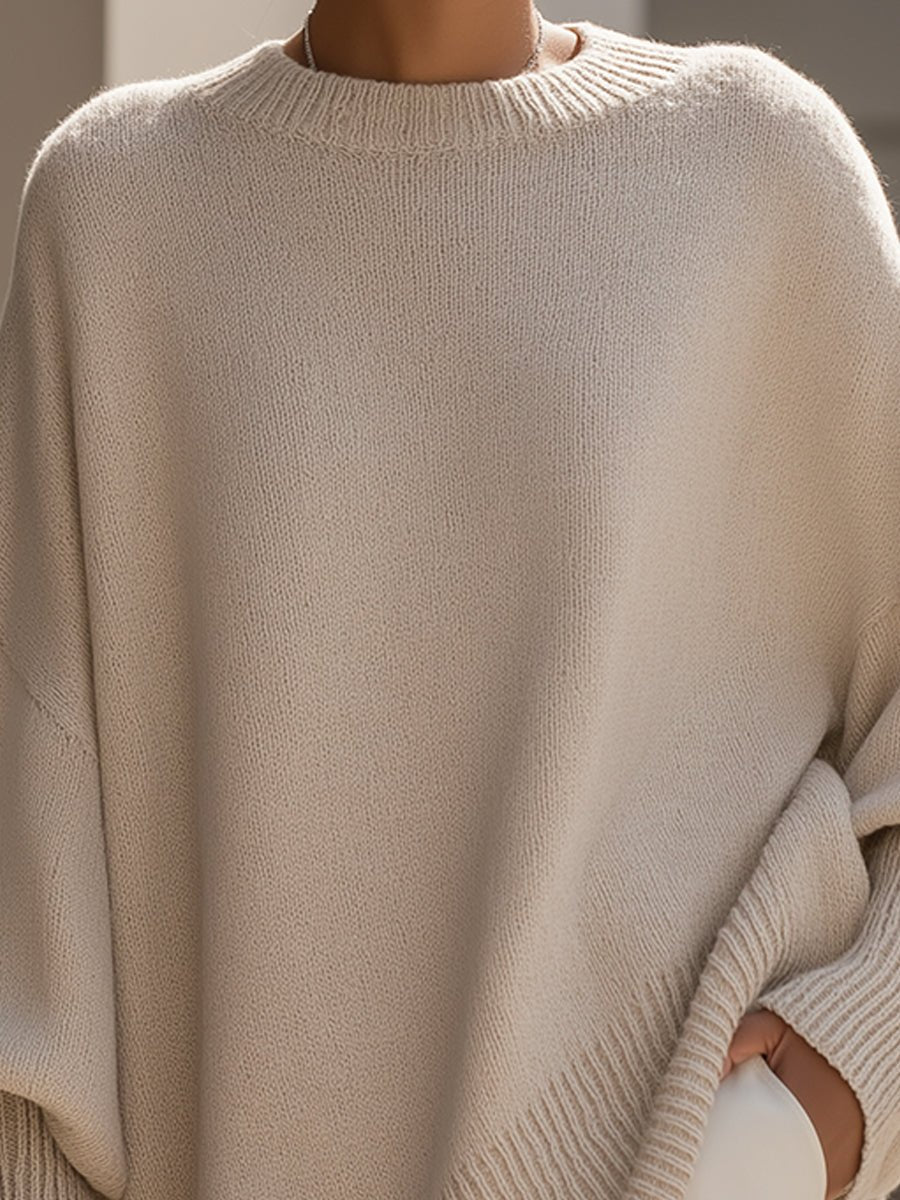 Pull en maille oversize pour femme avec manches chauve-souris 8