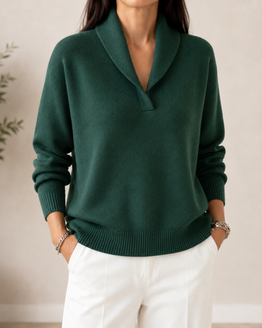Pull en maille pour femme avec col châle 2